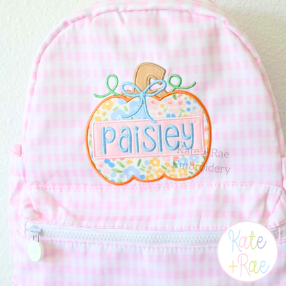 Girl's Pumpkin Satin Applique Embroidery Design