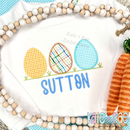 Boy's Easter Egg Trio Zigzag Applique Embroidery Design