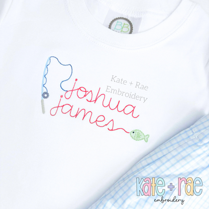 Gone Fishing Bean Stitch Font Embroidery Design
