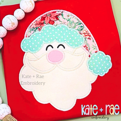 Santa Claus Zigzag Applique Embroidery Design