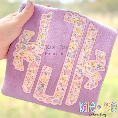 Scalloped Monogram Satin Stitch Applique Font Embroidery Design