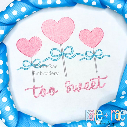 Heart Sucker with Bow Mini Fill Stitch Embroidery Design