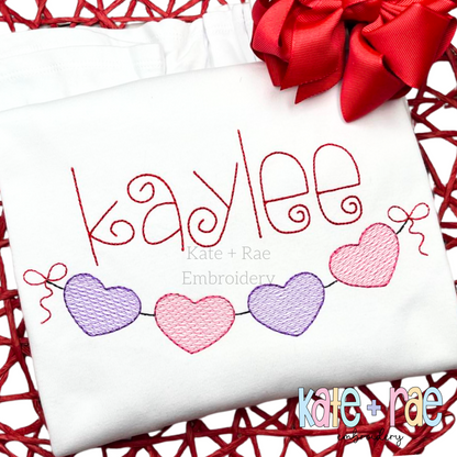 Heart Banner Sketch Stitch Embroidery Design