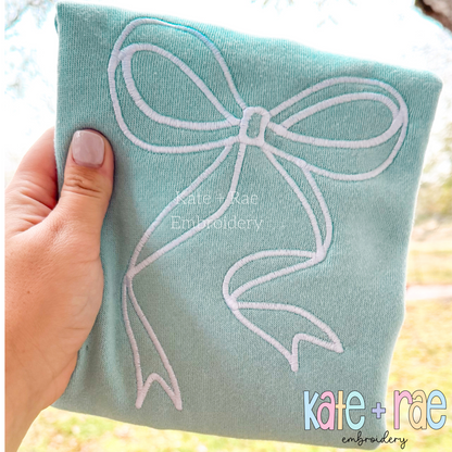 Sadie Bow Satin Stitch Applique Embroidery Design
