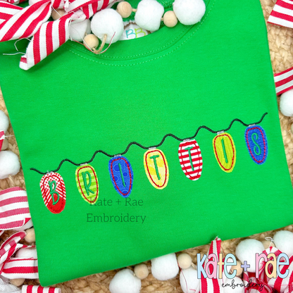 Christmas Lights Bean Stitch Applique Embroidery Font