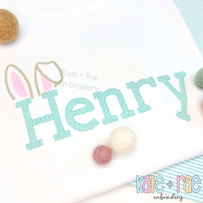 Easter Bunny Ears and Tail Font Add On Fill Stitch Embroidery Design