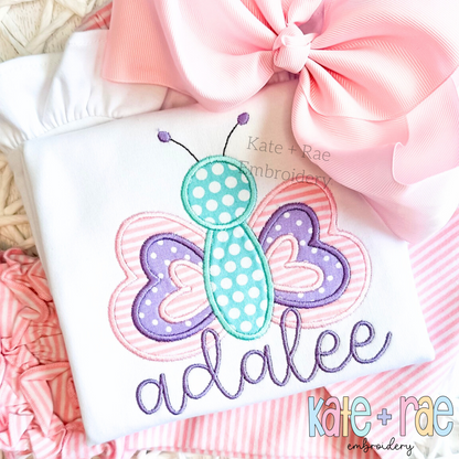 Butterfly Satin Stitch Applique Embroidery Design
