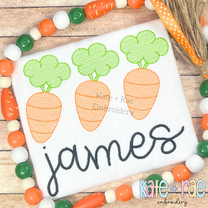 Easter Carrot Trio Sketch Stitch Embroidery Design