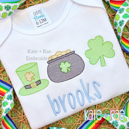 St. Patrick's Day Trio Sketch Stitch Embroidery Design