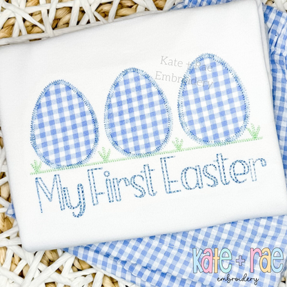 Boy's Easter Egg Trio Zigzag Applique Embroidery Design