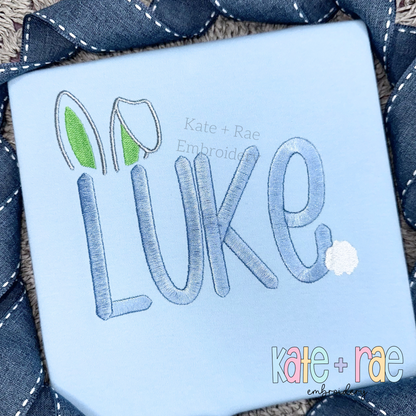 Easter Bunny Ears and Tail Font Add On Fill Stitch Embroidery Design