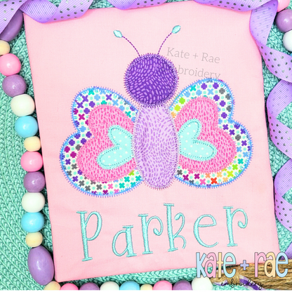Butterfly Zigzag Stitch Applique Embroidery Design