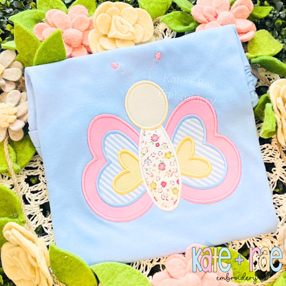 Butterfly Satin Stitch Applique Embroidery Design