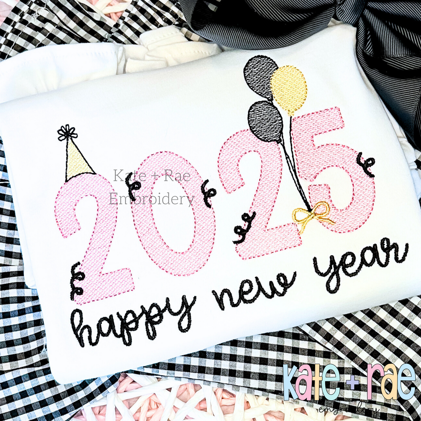 2025 New Year's Sketch Stitch Embroidery Design