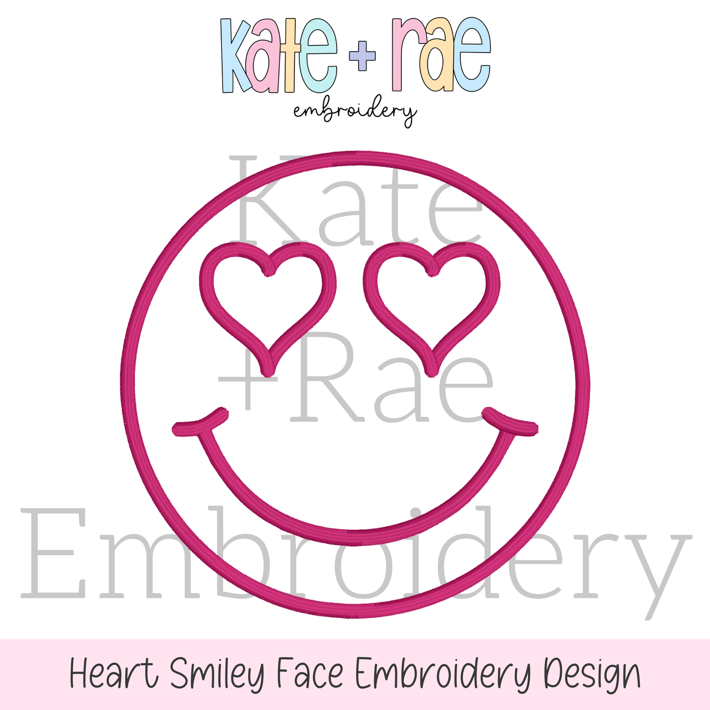 Heart Smiley Face Satin Stitch Applique Embroidery Design