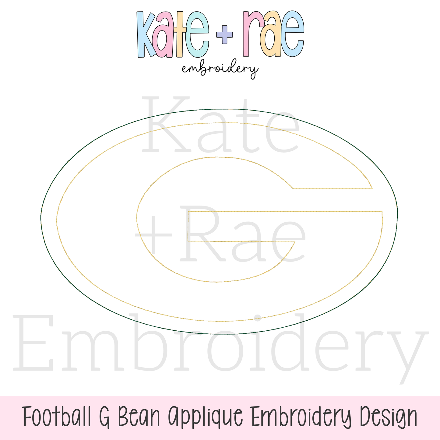 Football G Bean Stitch Applique Embroidery Design
