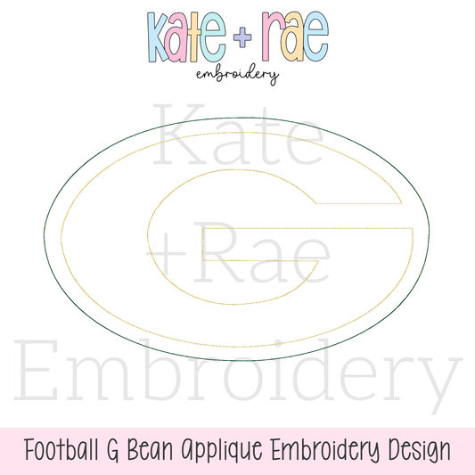 Football G Bean Stitch Applique Embroidery Design