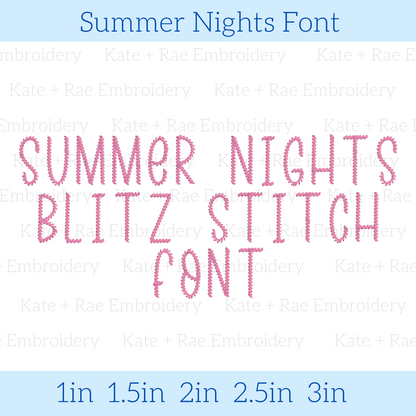 Summer Nights Blitz Stitch Embroidery Font