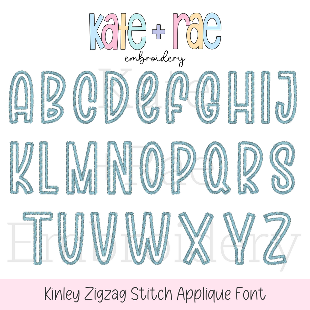 Kinley Zigzag Stitch Applique Font – Kate + Rae Designs