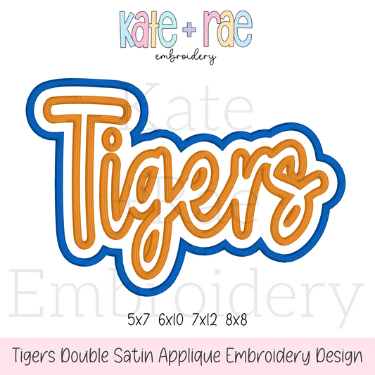 Tigers Double Satin Stitch Applique - Script