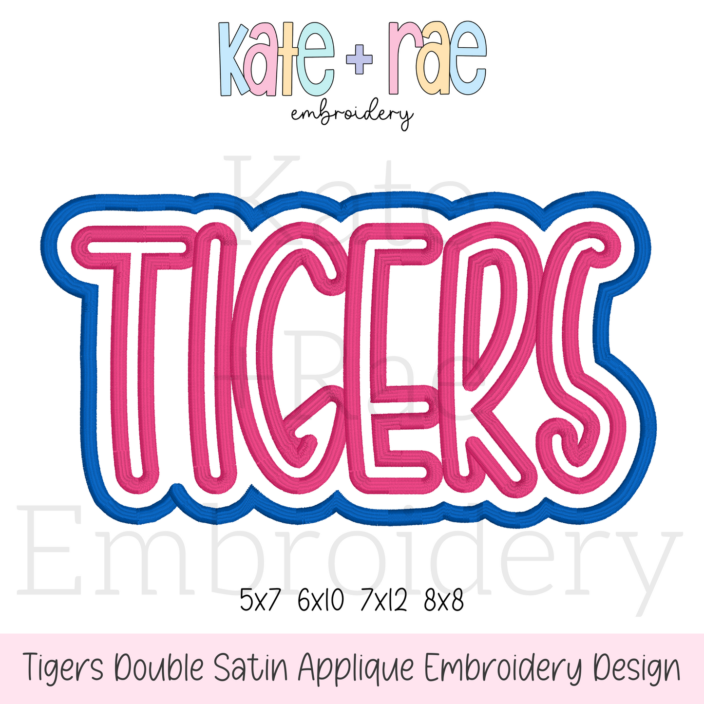 Tigers Double Satin Stitch Applique