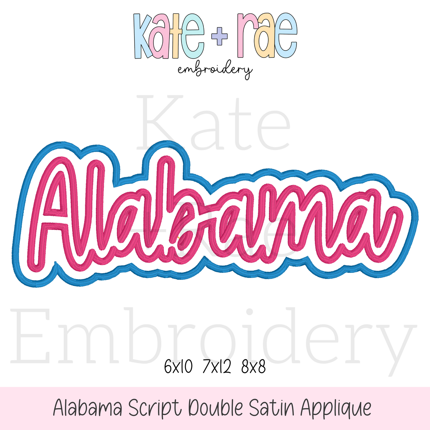 Alabama Script Double Applique Embroidery Design