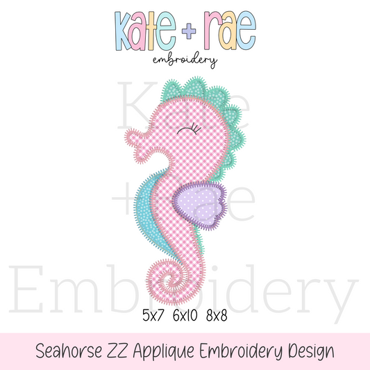 Seahorse Zigzag Stitch Applique Embroidery Design