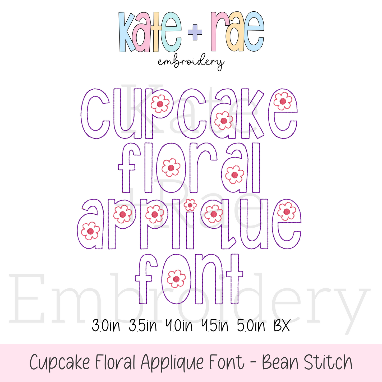 Cupcake Floral Bean Stitch Applique Font