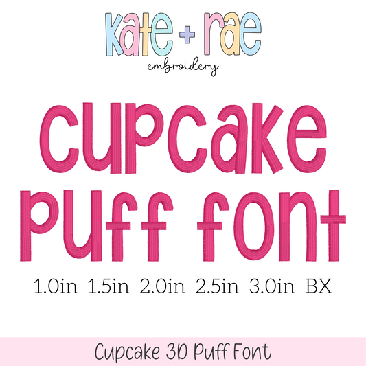 Cupcake 3D Puff Embroidery Font