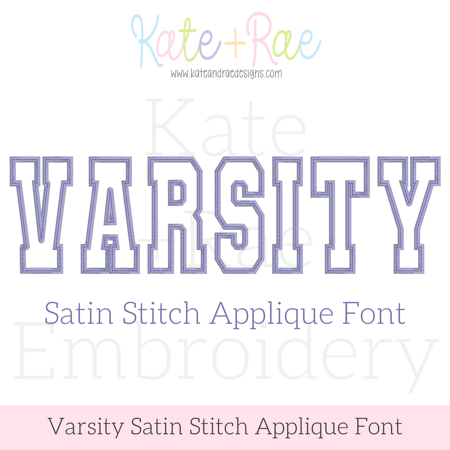 Varsity Satin Stitch Applique Embroidery Font
