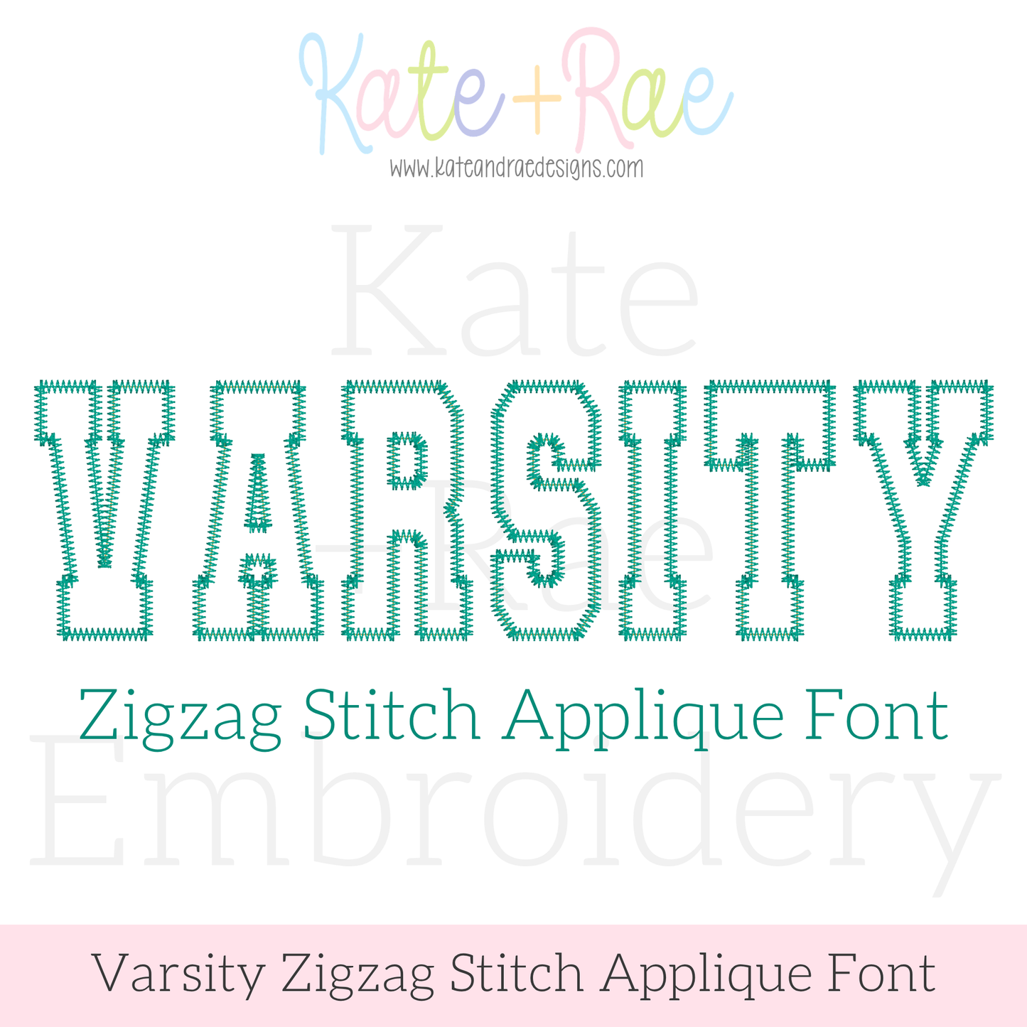 Varsity Zigzag Stitch Applique Embroidery Font