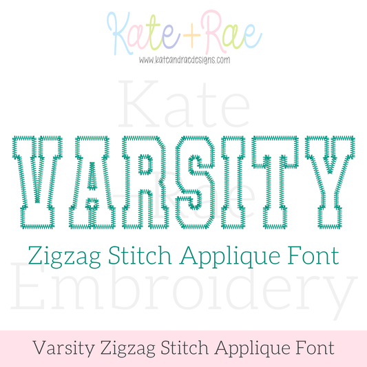 Varsity Zigzag Stitch Applique Embroidery Font