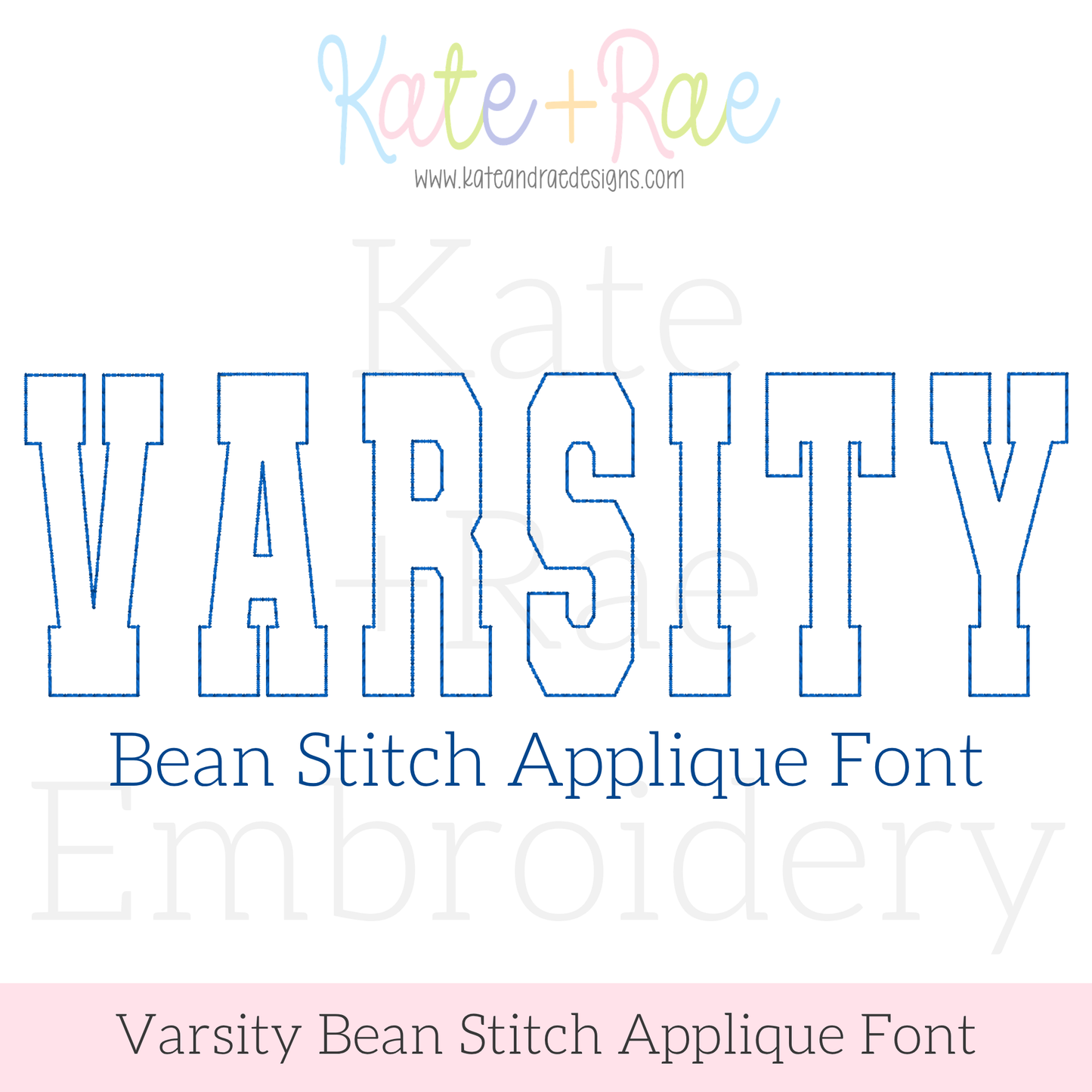 Varsity Bean Stitch Applique Embroidery Font