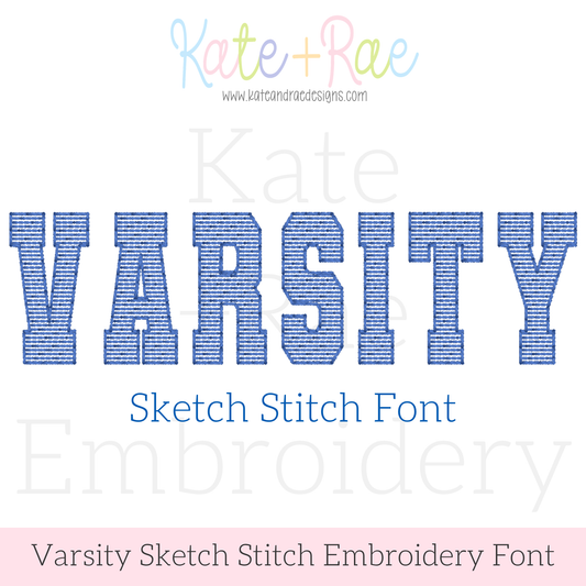 Varsity Sketch Stitch Embroidery Font