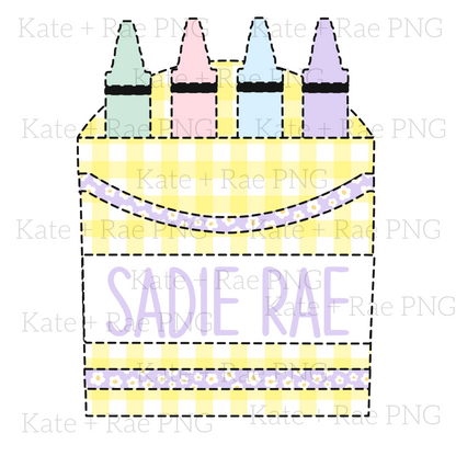 Girls Crayon Box Faux Applique