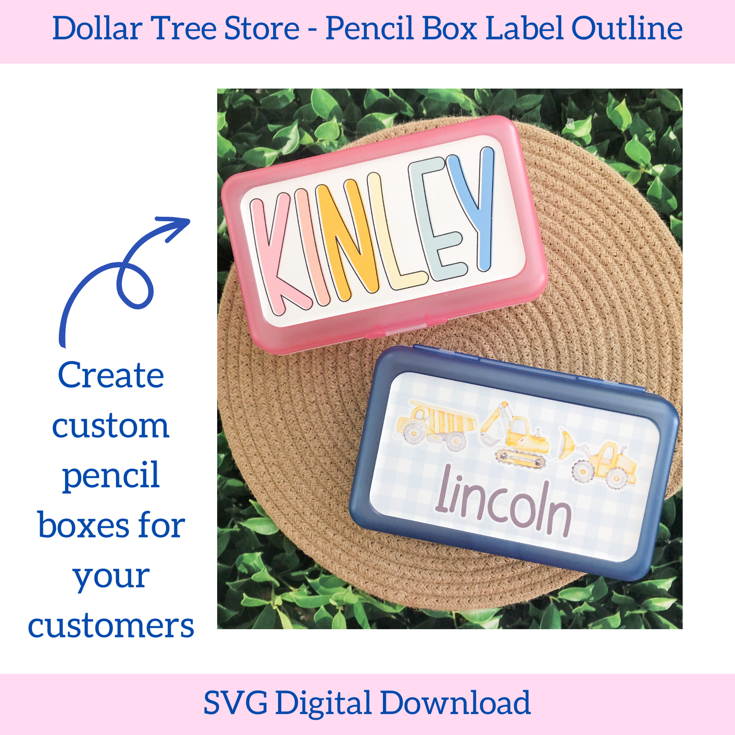 Dollar Tree Pencil Box Outline Template SVG