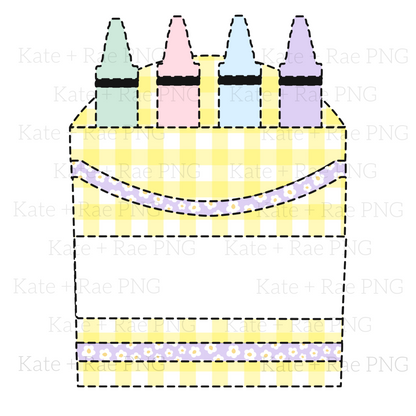 Girls Crayon Box Faux Applique