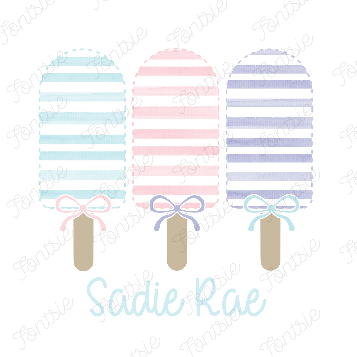 Pastel Stripped Popsicle Faux Applique Trio