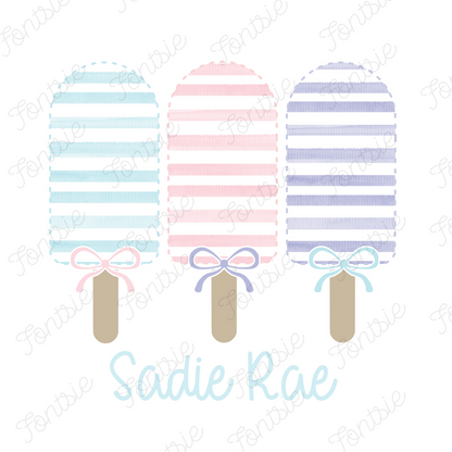 Pastel Stripped Popsicle Faux Applique Trio