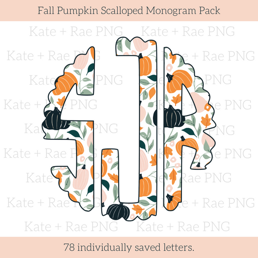 Fall Pumpkin Scalloped Monogram Pack