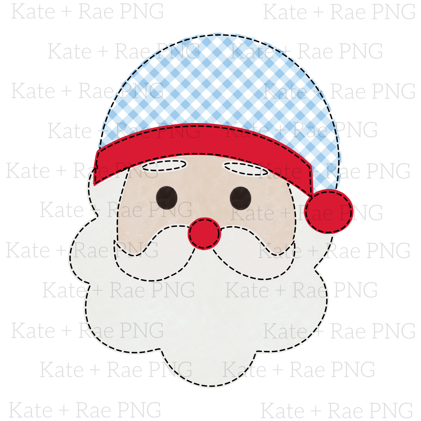 Blue Santa Faux Applique - No Name Plate