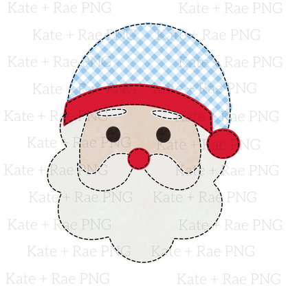 Blue Santa Faux Applique - No Name Plate