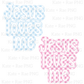 Jesus Loves Me: The words Jesus loves me in blue gingham and pink gingham letters