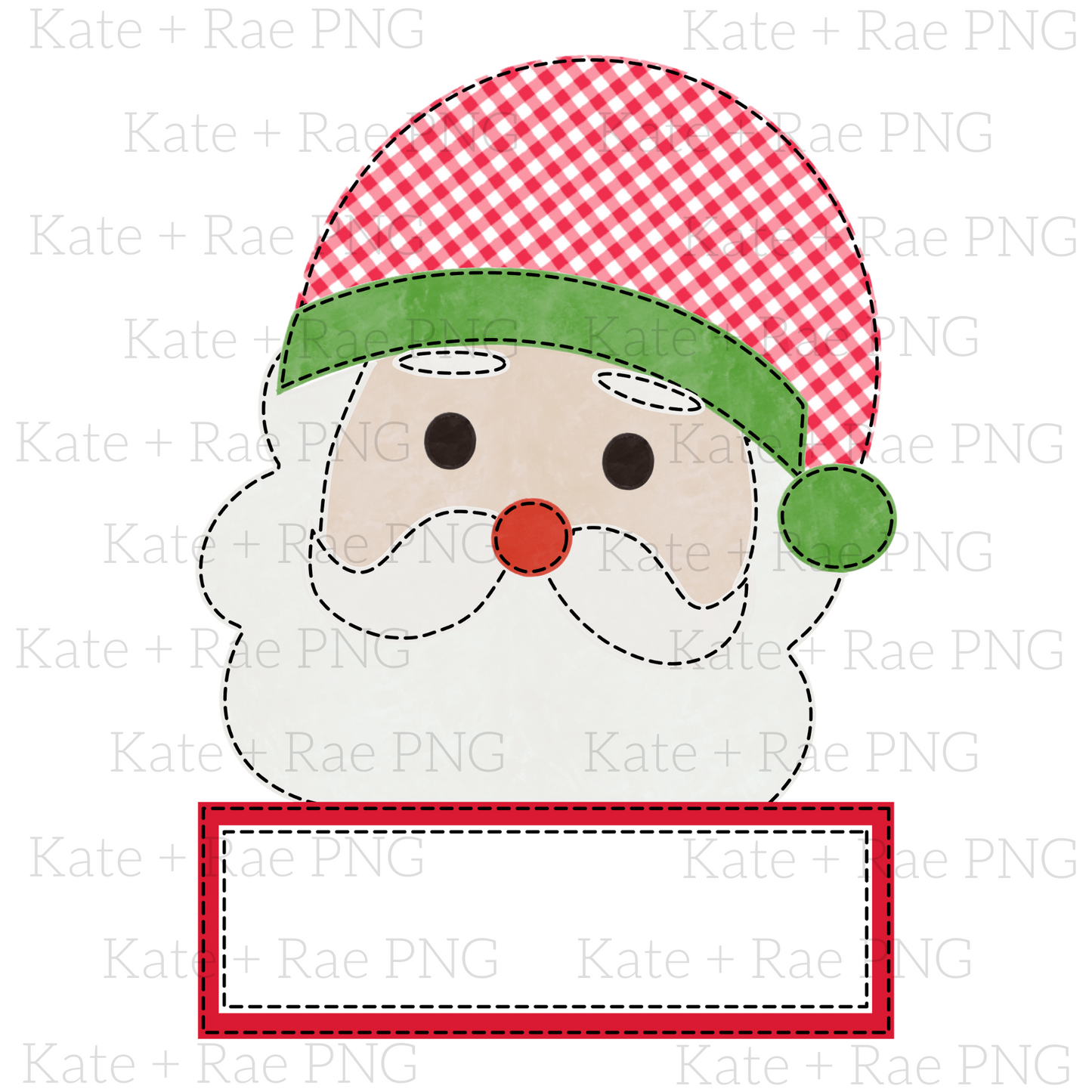 Red Santa Faux Applique - Name Plate