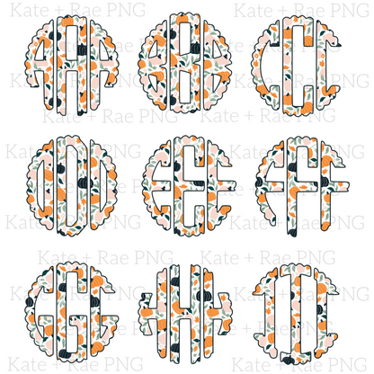 Fall Pumpkin Scalloped Monogram Pack