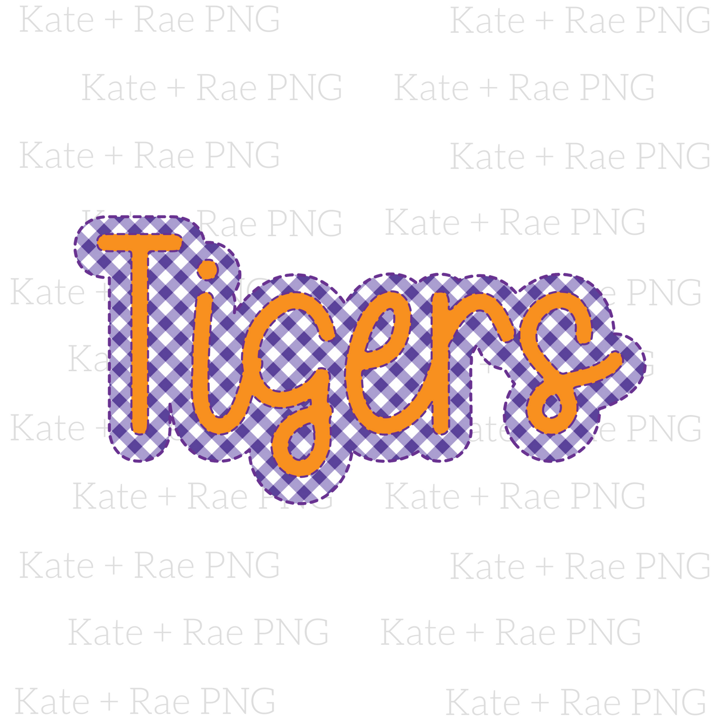 Purple & Orange Tigers Faux Applique