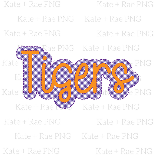 Purple & Orange Tigers Faux Applique