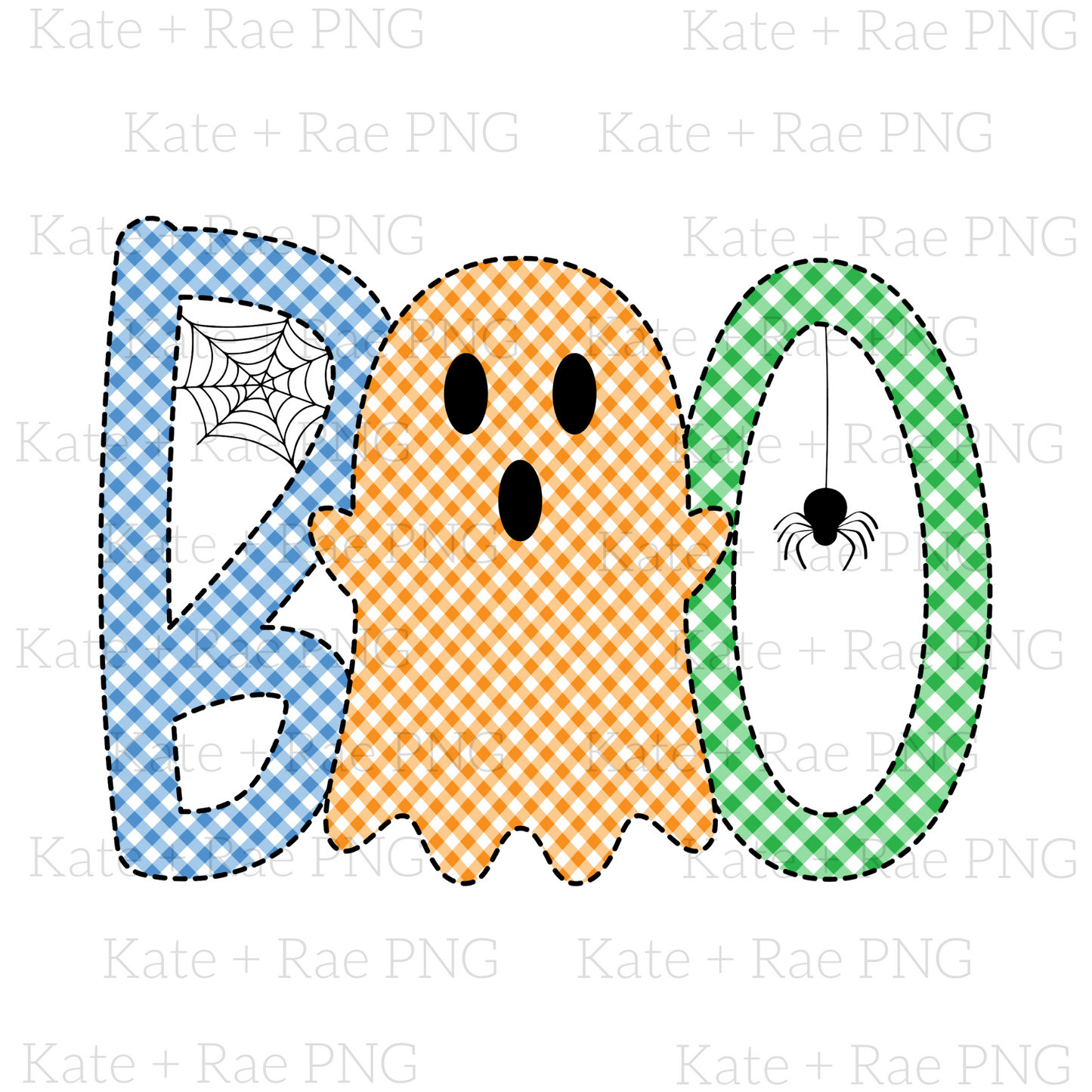 Boys Gingham BOO Halloween PNG