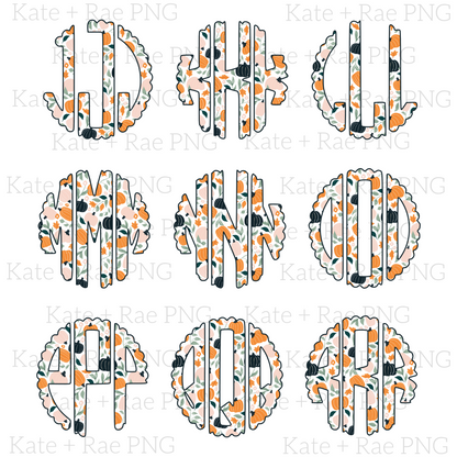 Fall Pumpkin Scalloped Monogram Pack
