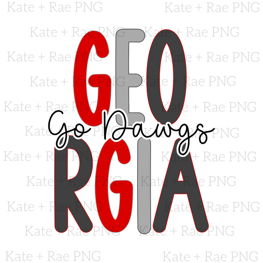 Georgia Go Dawgs Double Stack PNG